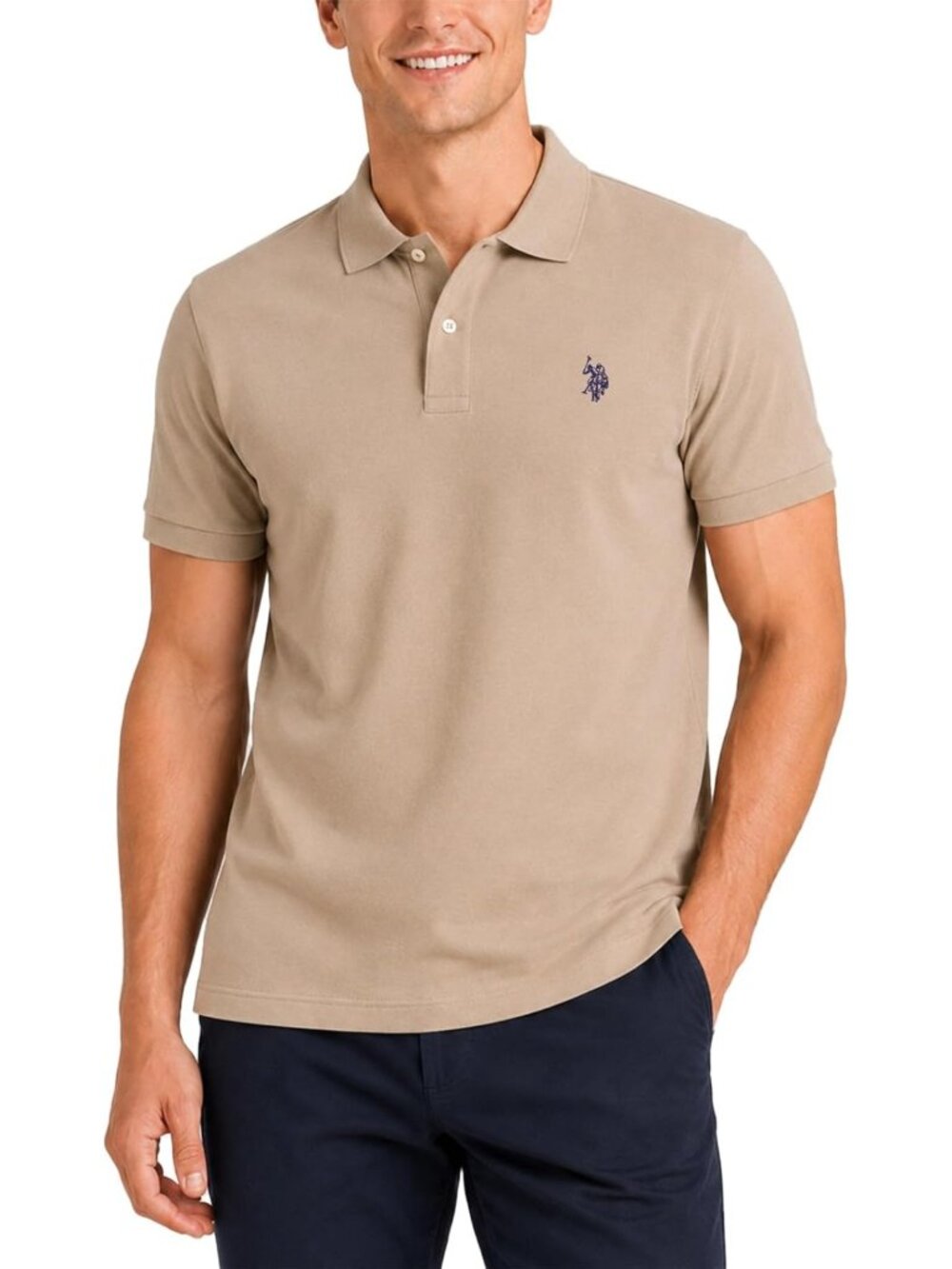 Men's Classic Polo Shirt - Two-Button Closure, Pique Fabric, Summer Golf Style